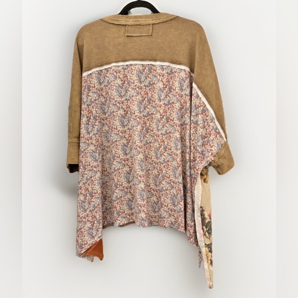 Oli & Hali Floral Boho Patchwork Tunic Top M/L - Mixed Print Oversized V-Neck - Picture 6 of 11